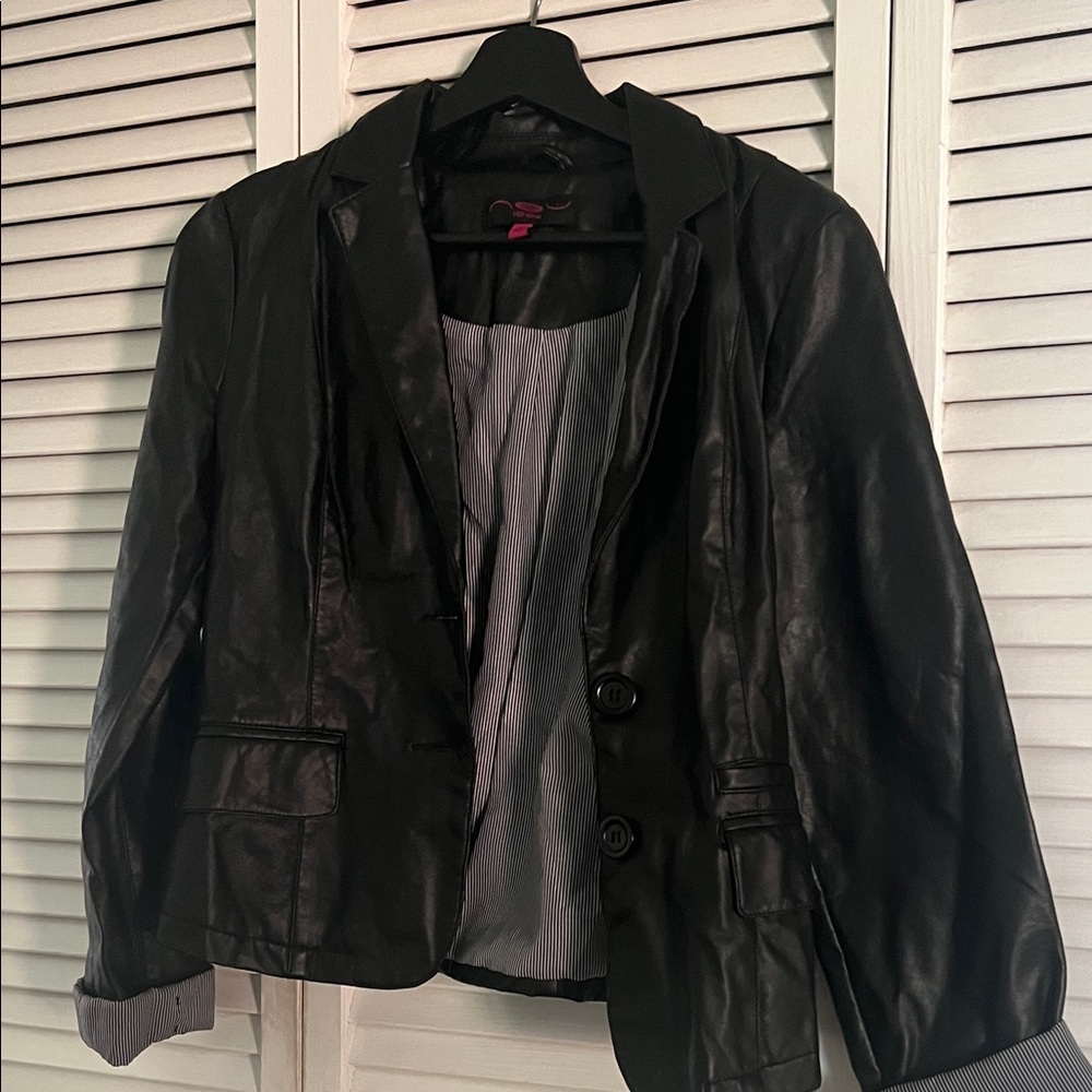 PU Leather Black Blazer Jacket